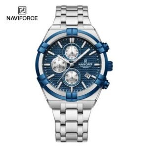 NAVIFORCE NF8042 Argent et bleu montre chronographe multifonction mode étanche luxe cadeau lumineux montre pour hommes